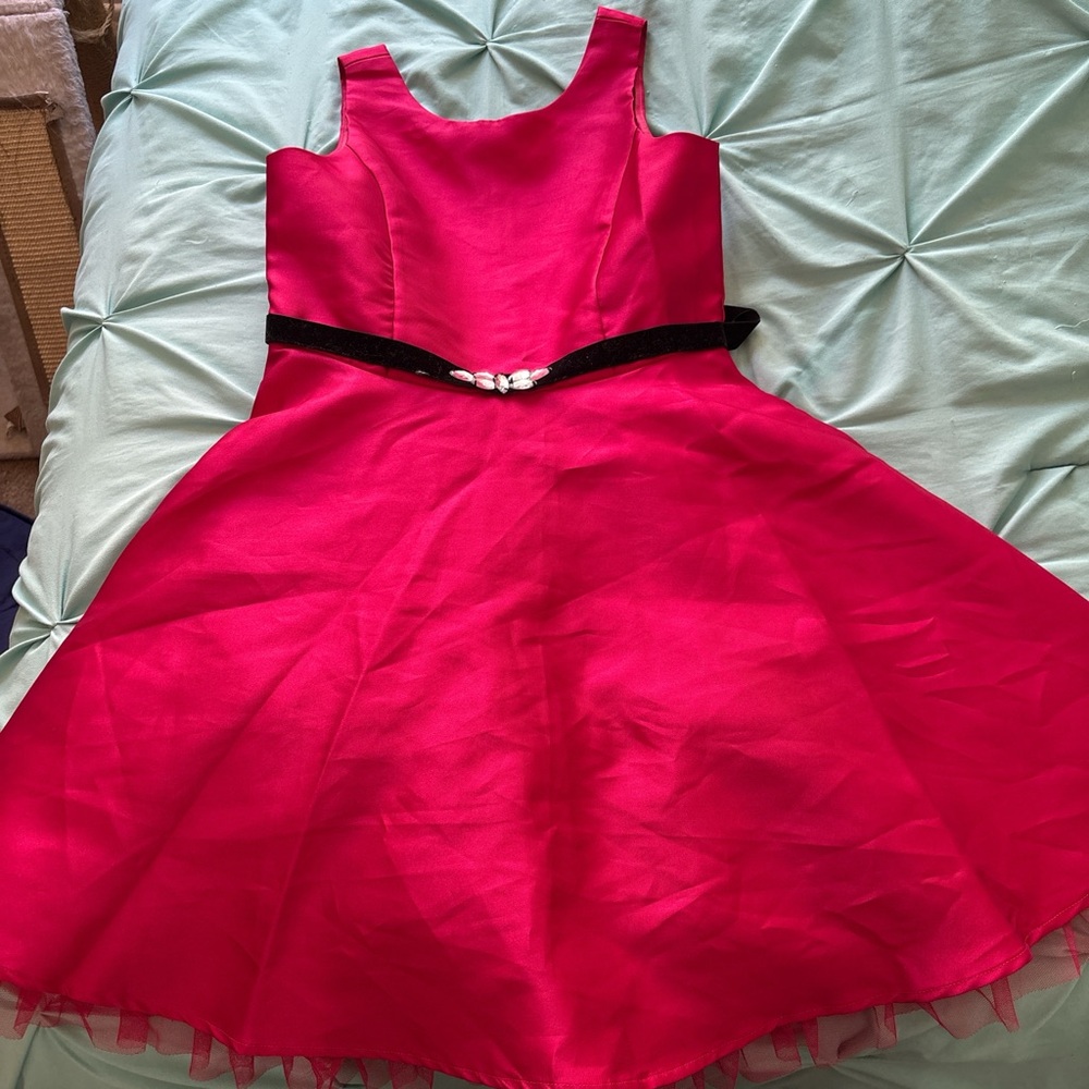 Elegant Pink Kids Dress with Black Belt